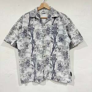 Vintage Sideout Y2K Dragon Bamboo Print Short Sleeve Button Up - Size M
